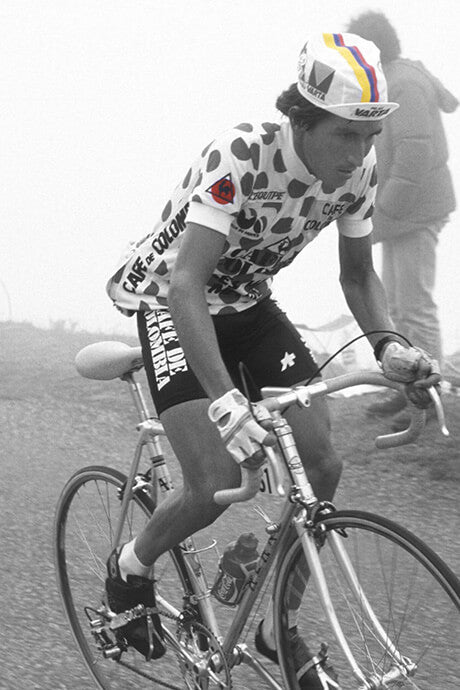 Lucho Herrera Wearing Polkadot Jersey at Tour De France
