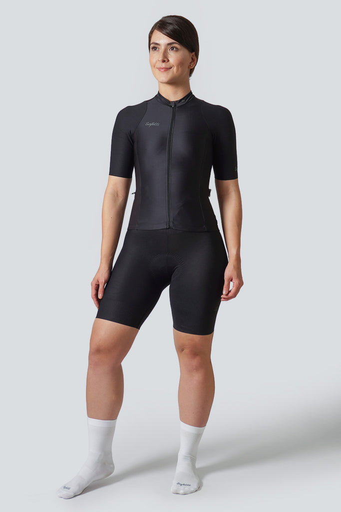 Safetti Women's Verona Nero Cycling Jersey Front View