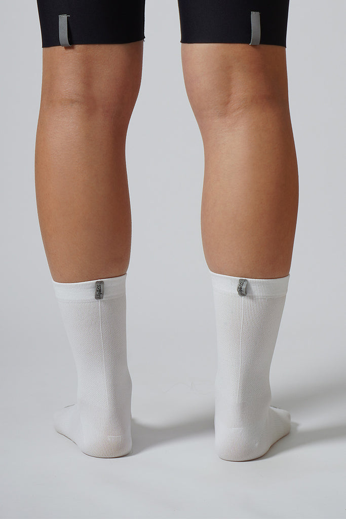 Safetti Classic Cycling Socks White On Feet Back