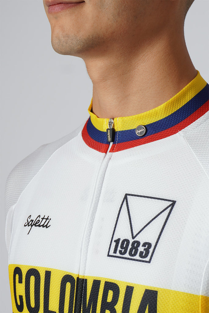 Safetti Colombia Varta 1983 Cycling Jersey Neckline Details