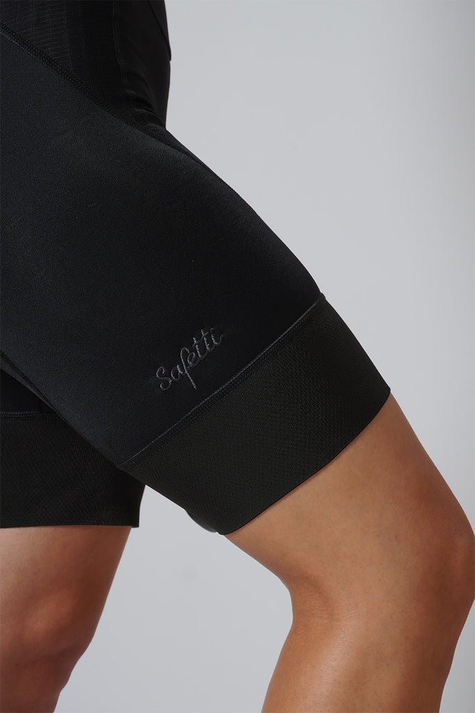 Safetti Women's Napoles Cycling Bib Shorts Black Hem Details