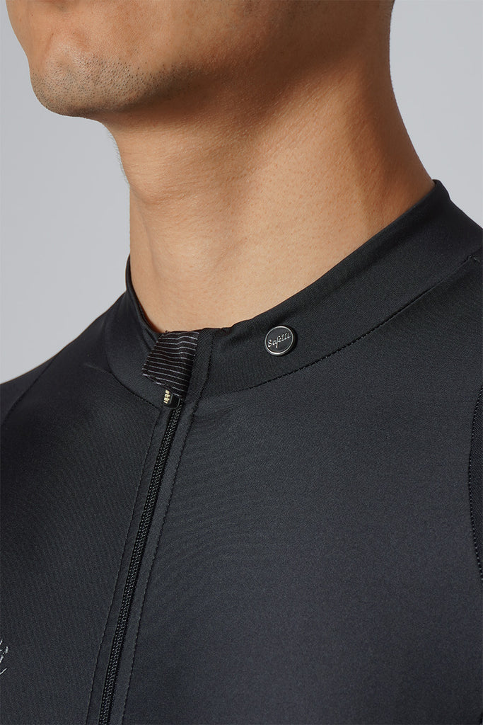 Safetti Verona Nero Cycling Jersey Black Neckline Details