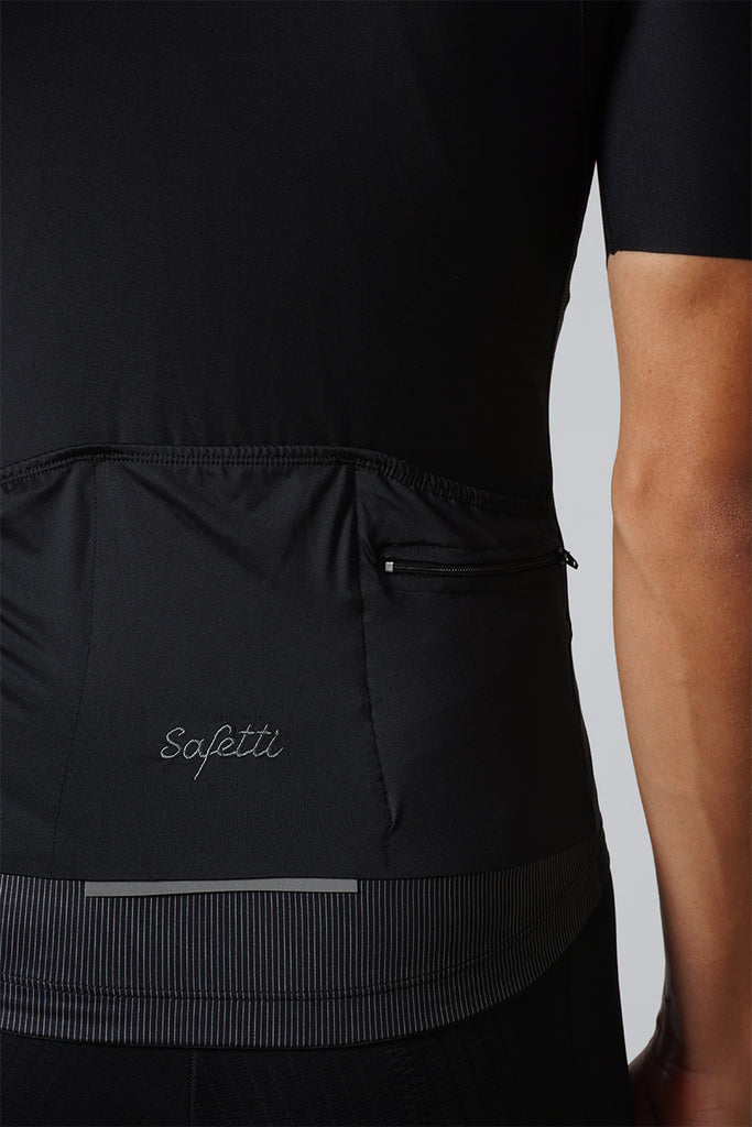 Safetti Verona Nero Cycling Jersey Black Back Pockets