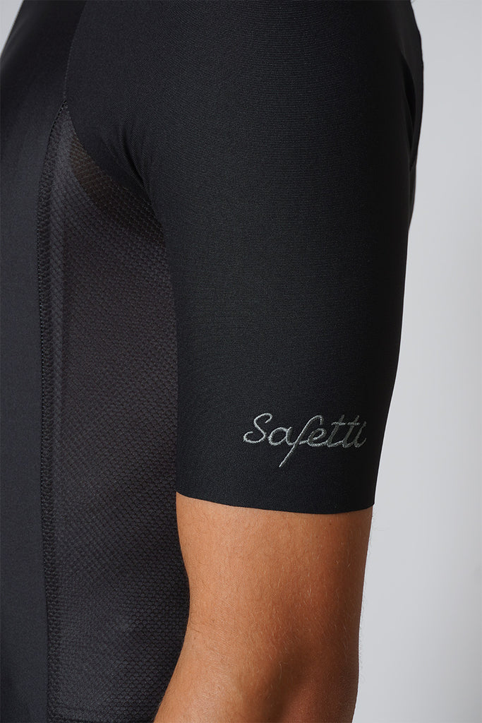 Safetti Verona Nero Cycling Jersey Black Sleeve Details